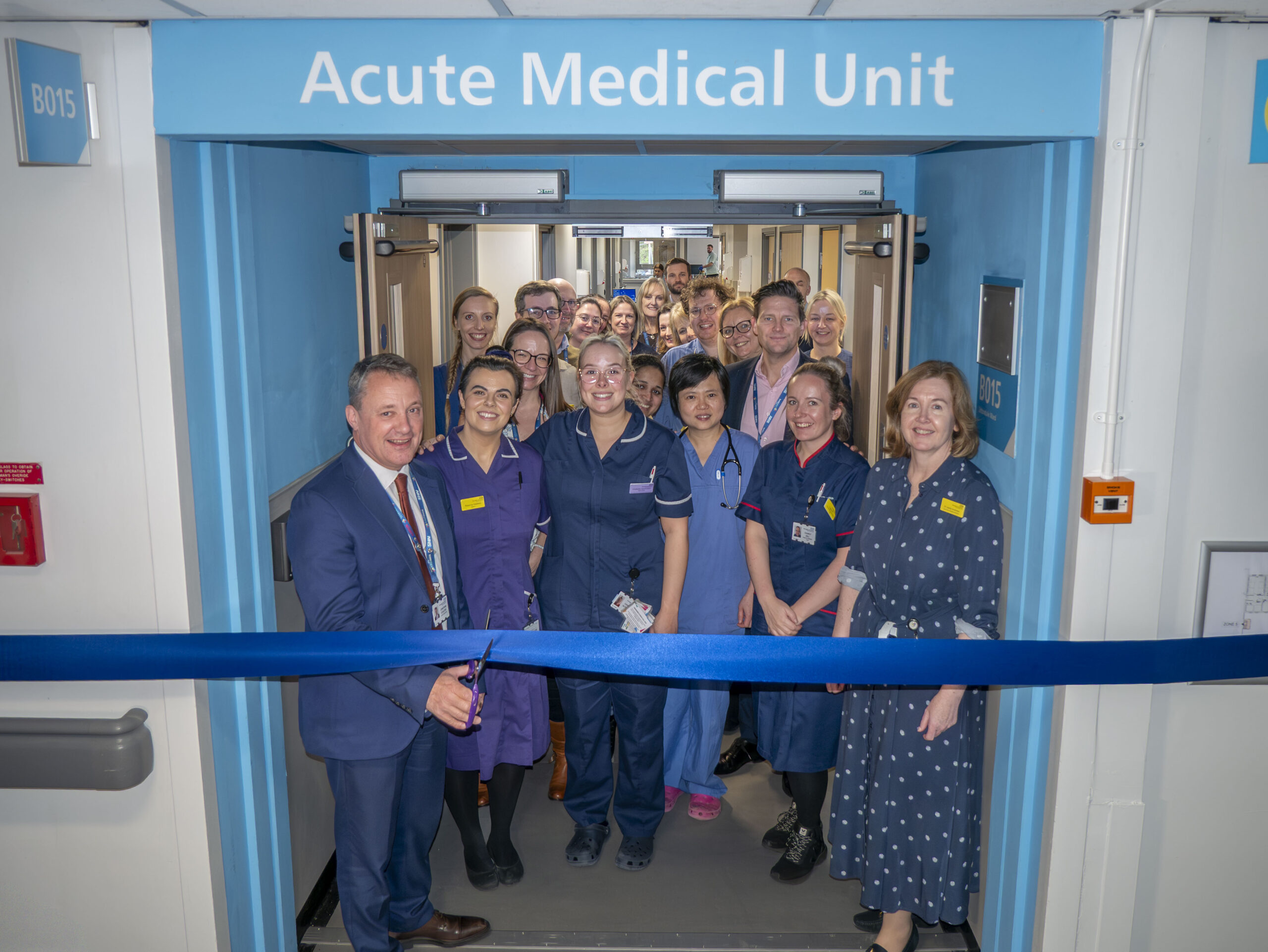 Jonathan Coulter, Chief Executive at HDFT (far left), officially opens Harrogate District Hospital’s new state-of-the art Acute Medical Unit